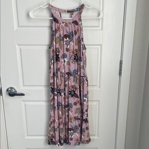 Pink Floral Halter Mini Dress
